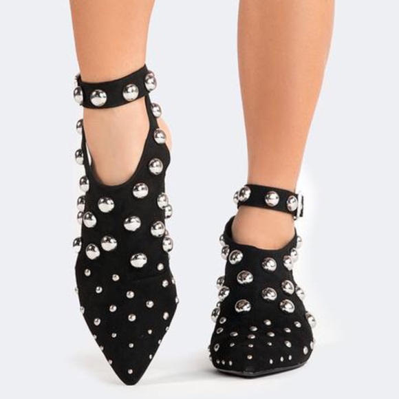 HP! Silver Metal Studded Black Booties - Picture 6 of 8